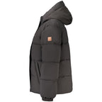 Guess Jeans Black Polyester Women Jacket with Removable Hood