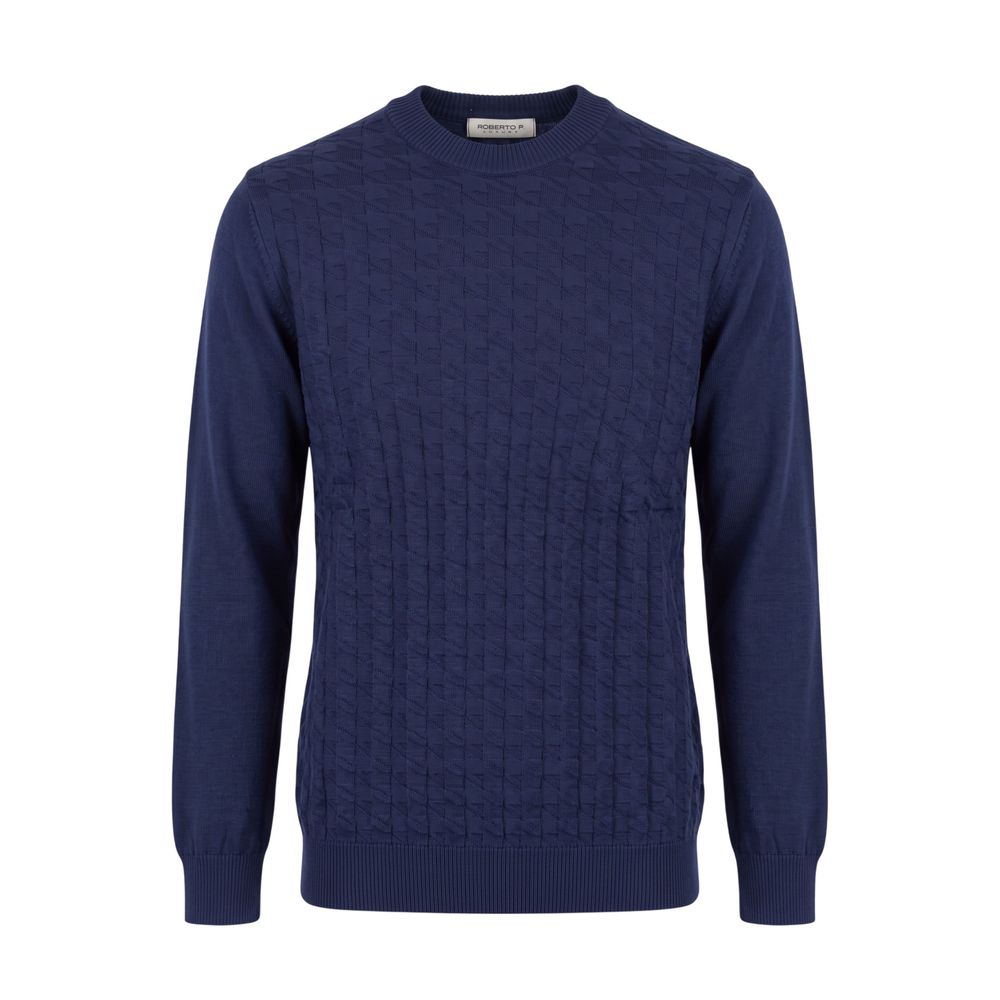 Roberto Pepe Luxury Blue Wool Men Sweater