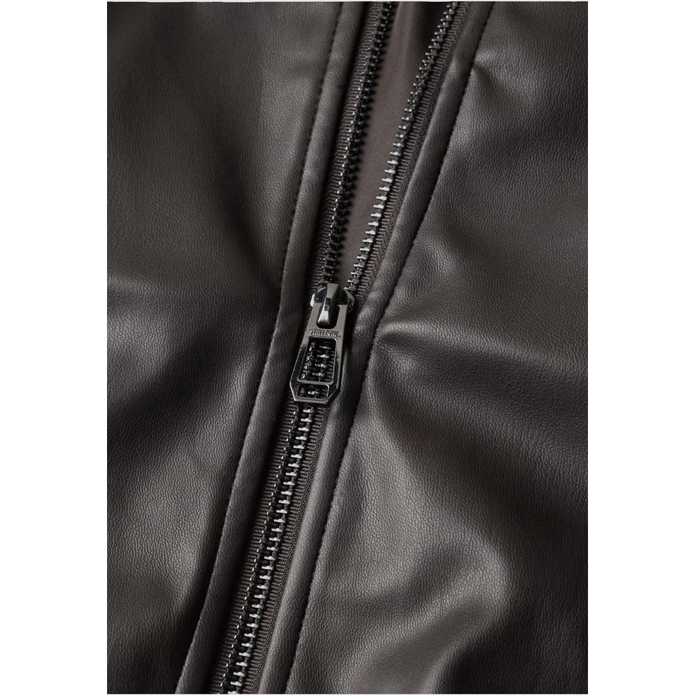 Street One Brown Polyester Leather Jacket