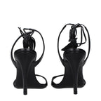 The Attico Black Leather Stiletto Heel Sandals