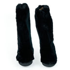 Mr&Mrs Italy Black Rabbit Fur Women Shoe