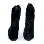 Mr&Mrs Italy Black Rabbit Fur Women Shoe