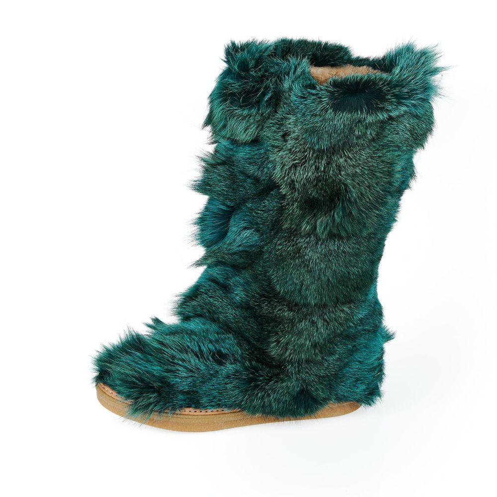 Mr&Mrs Italy Teal Fur Women's Shoe