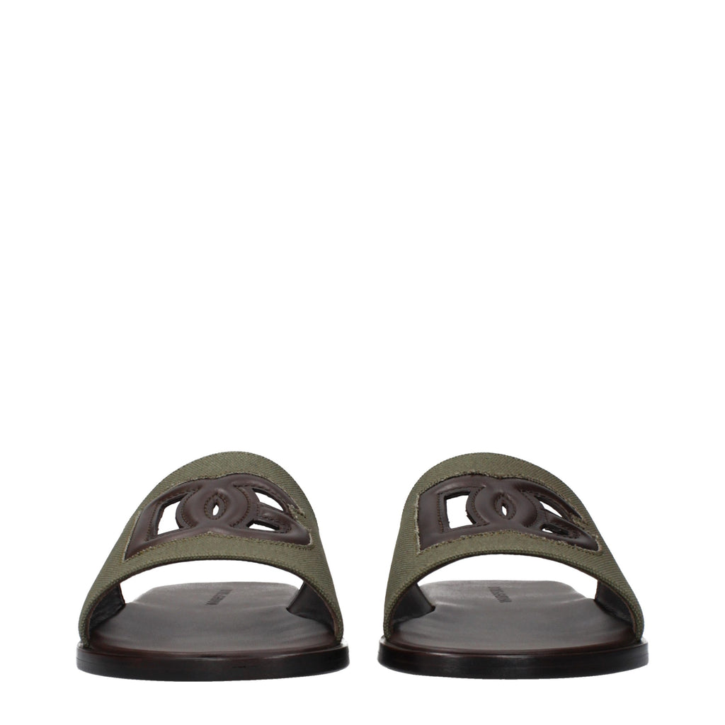 Dolce & Gabbana Green Fabric Slippers
