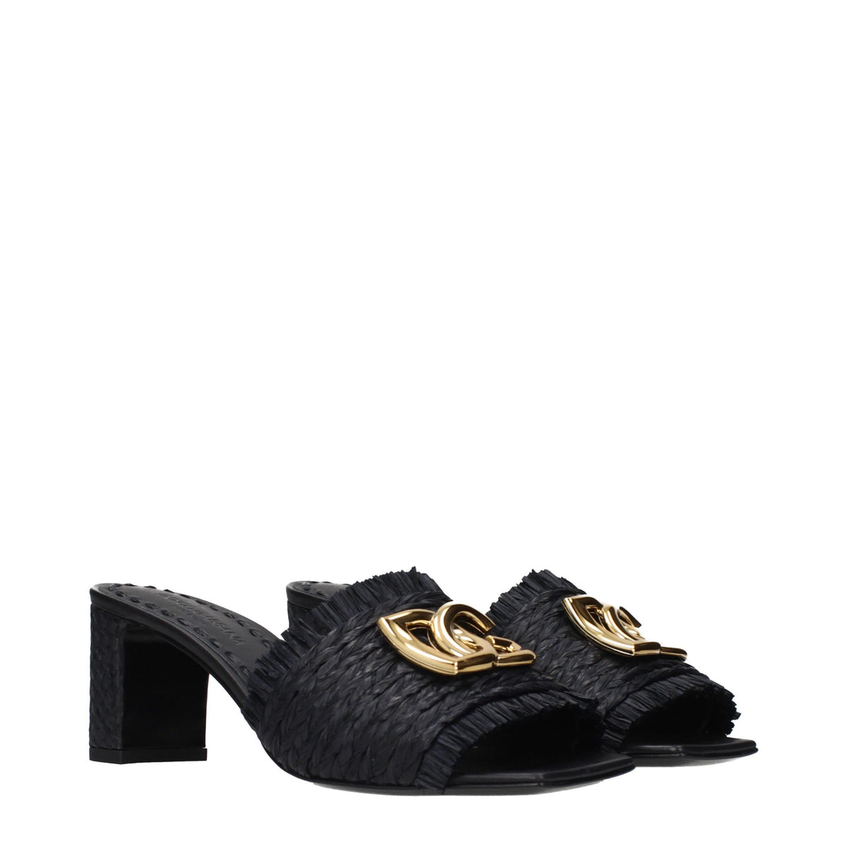 Dolce & Gabbana Black Raffia Platform Sandals