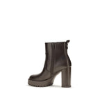 PINKO Brown Calf Leather Bos Taurus Ankle Boots