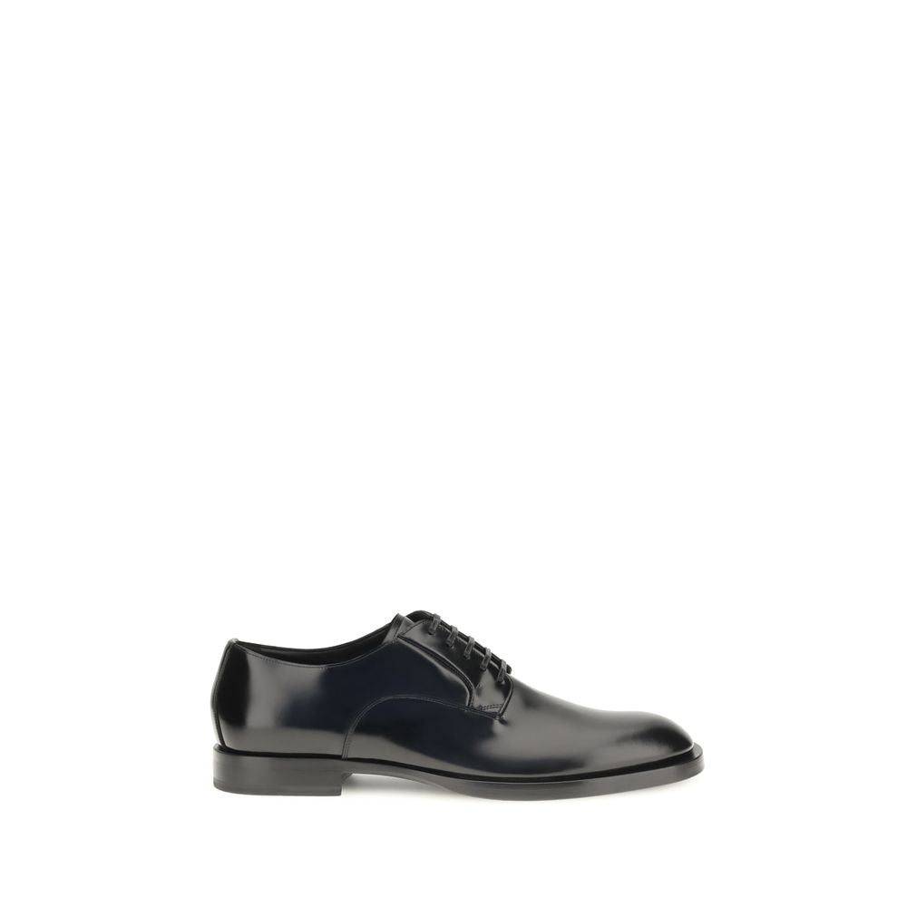 Dolce & Gabbana Black Calf Leather Bos Taurus Oxfords And Derbies