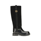Dolce & Gabbana Black Calf Leather Bos Taurus Flat Boots