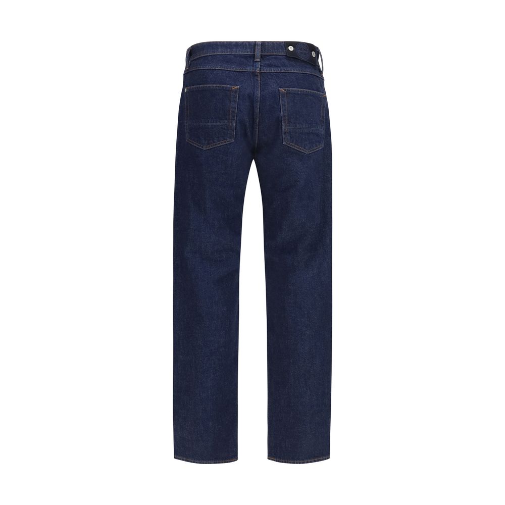 Stone Island Blue Cotton Straight-Leg Jeans