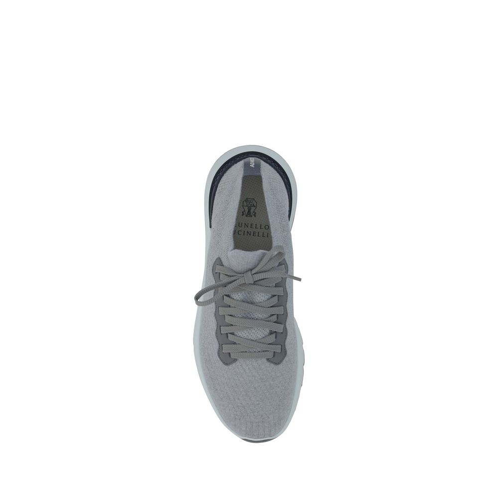 Brunello Cucinelli Gray Cotton Athletic Sneakers