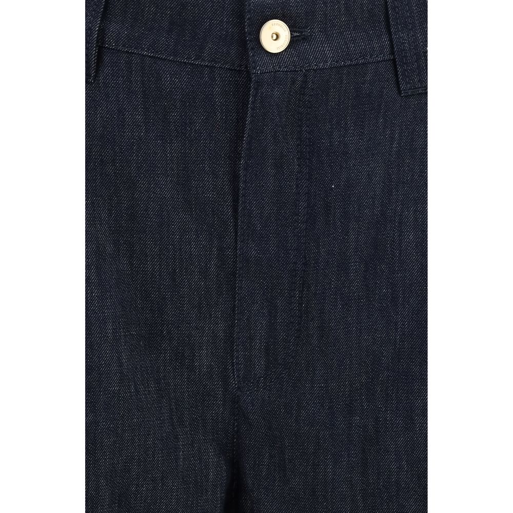 Brunello Cucinelli Blue Cotton Casual Pants