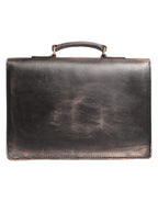 Dolce & Gabbana Black Leather Shoulder Satchel Briefcase Men Borse Bag