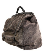 Dolce & Gabbana Black Shearling Leather Messenger Shoulder Men Borse Bag