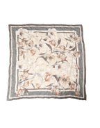 Dolce & Gabbana Men Beige Floral Linen Square Foulard Scarf