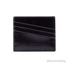 Salvatore Ferragamo Slim Black Embossed Patent Leather Card Case Wallet