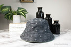 MCM Visetos Dark Grey Recycled Polyamide Cotton Blend Monogram Logo Bucket Hat