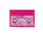 MCM Veritas Vintage Pink Denim Fabric Monogrammed Card Case Wallet