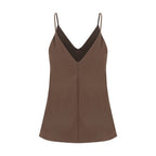 Brunello Cucinelli Brown Silk Sleeveles T-Shirt