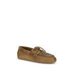 Miu Miu Beige Calf Leather Bos Taurus Slip-On Loafers