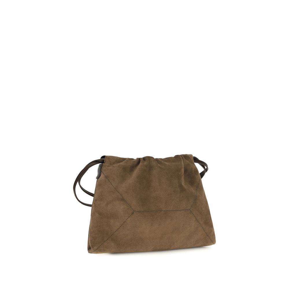 Brunello Cucinelli Brown Calf Leather Bos Taurus Clutch Bag