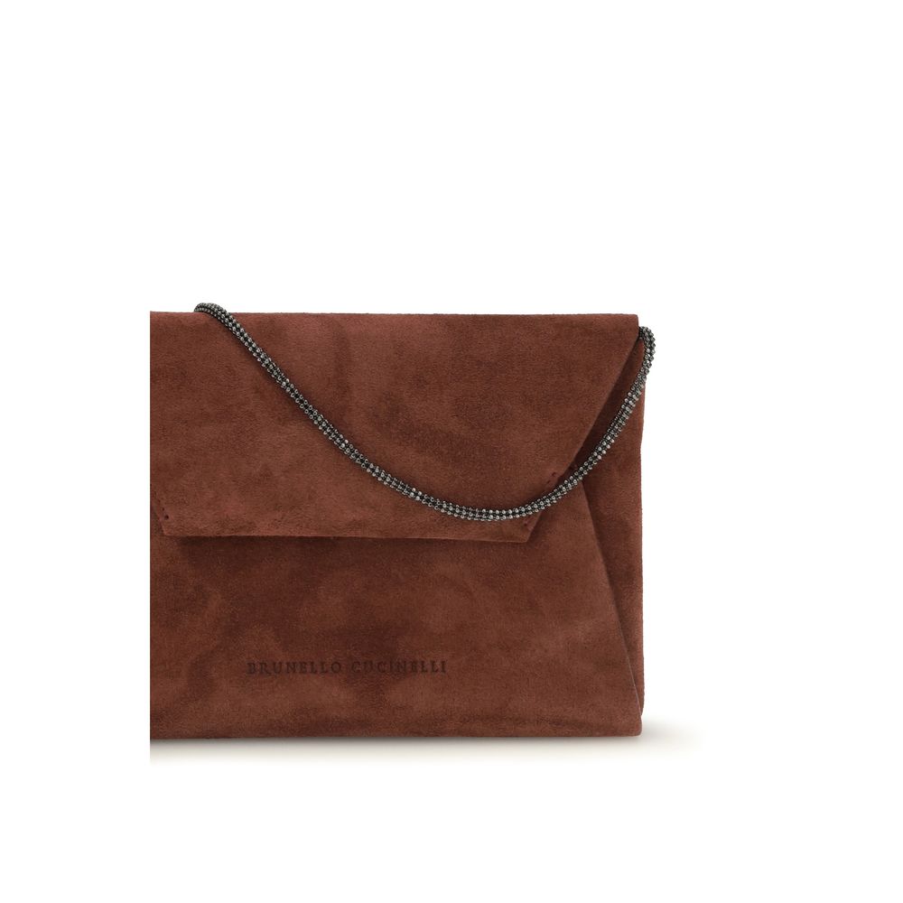 Brunello Cucinelli Bordeaux Calf Leather Bos Taurus Clutch Bag