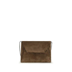 Brunello Cucinelli Brown Calf Leather Bos Taurus Shoulder Bag