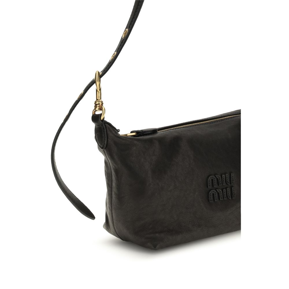 Miu Miu Black Suede Leather Shoulder Bag