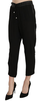 Guess Black Polyester High Waist Cropped Trousers Pants - Zeiniez