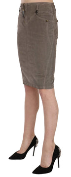 Just Cavalli Gray Corduroy Pencil Straight A-Line Skirt - Zeiniez