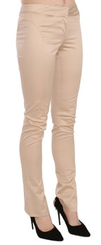 Just Cavalli Cream Low Waist Skinny Formal Trousers Pants - Zeiniez