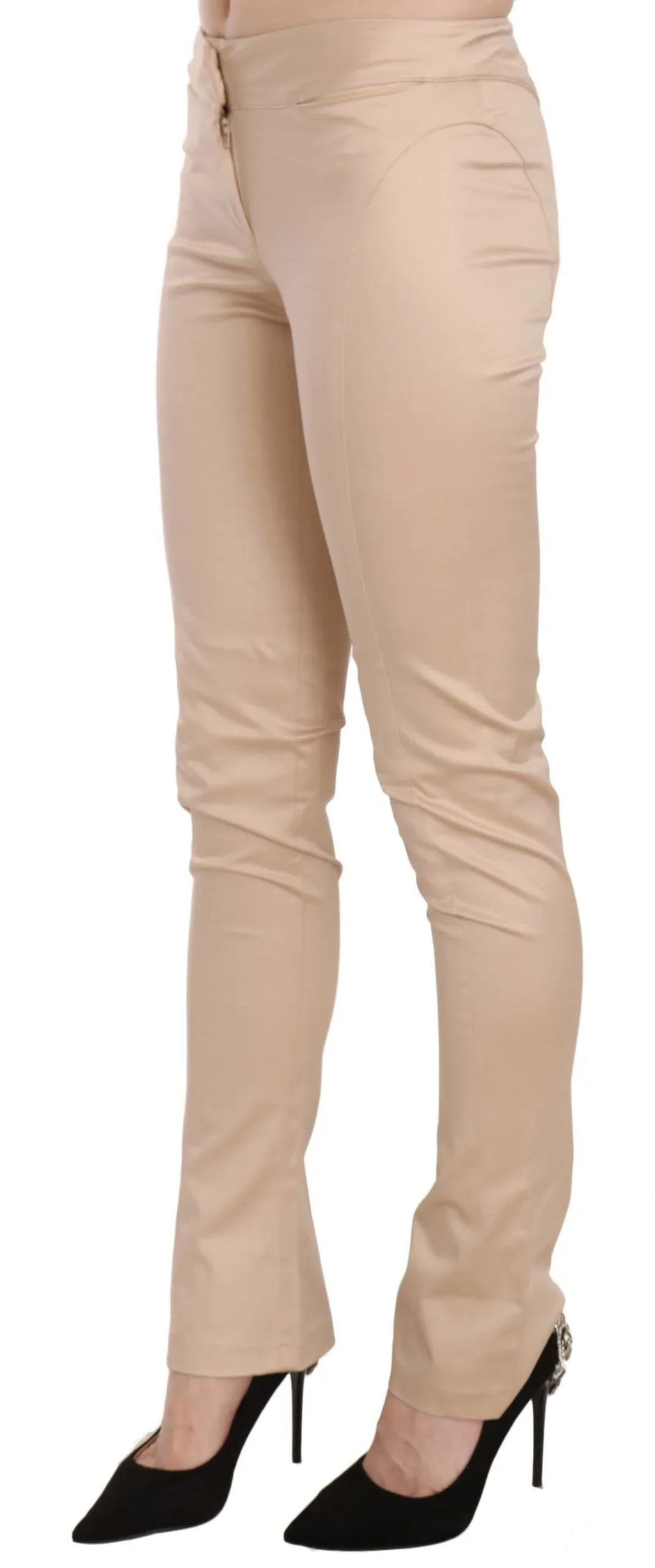 Just Cavalli Cream Low Waist Skinny Formal Trousers Pants - Zeiniez