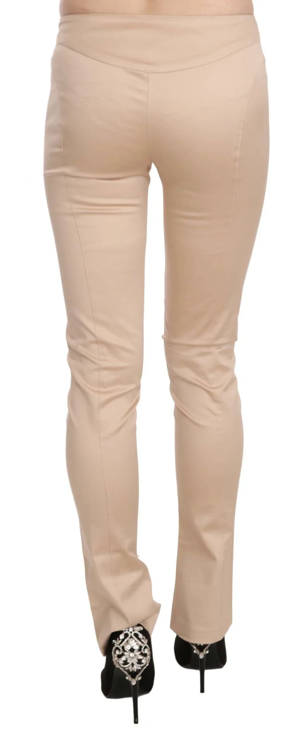 Just Cavalli Cream Low Waist Skinny Formal Trousers Pants - Zeiniez