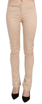 Just Cavalli Cream Low Waist Skinny Formal Trousers Pants - Zeiniez