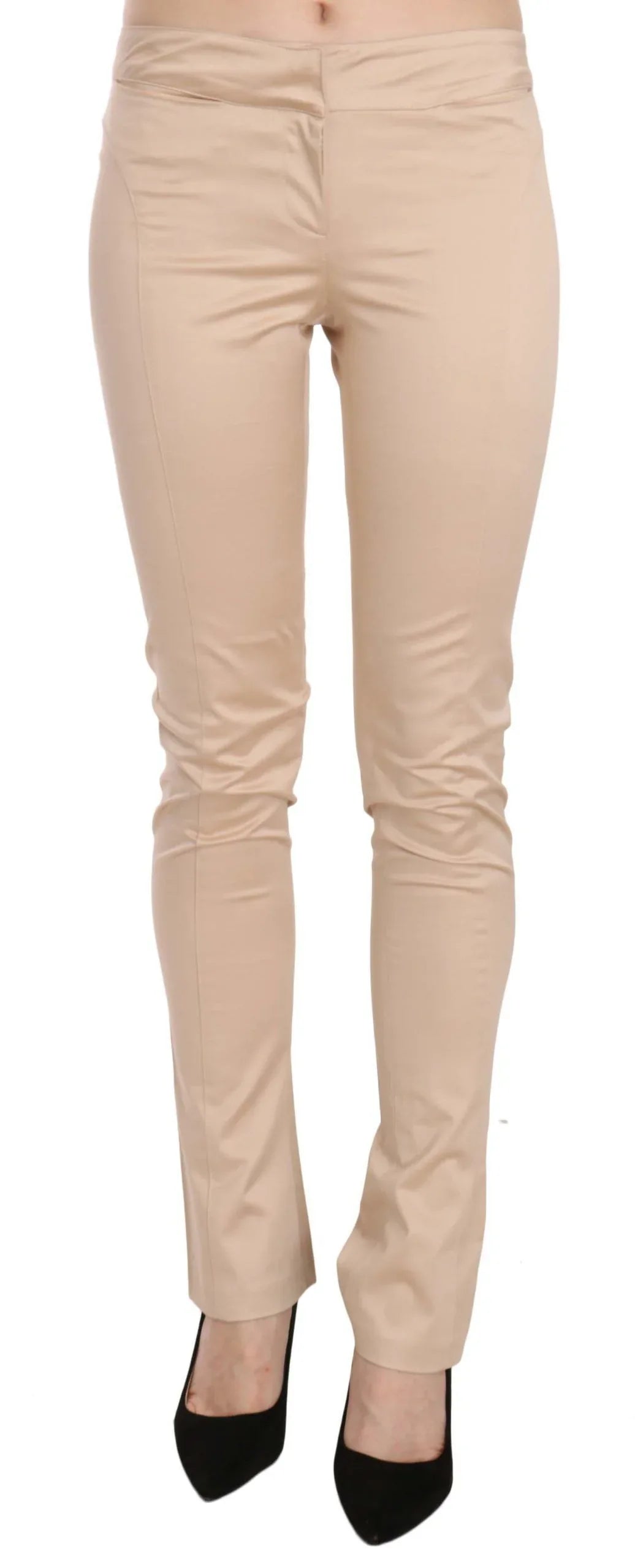 Just Cavalli Cream Low Waist Skinny Formal Trousers Pants - Zeiniez