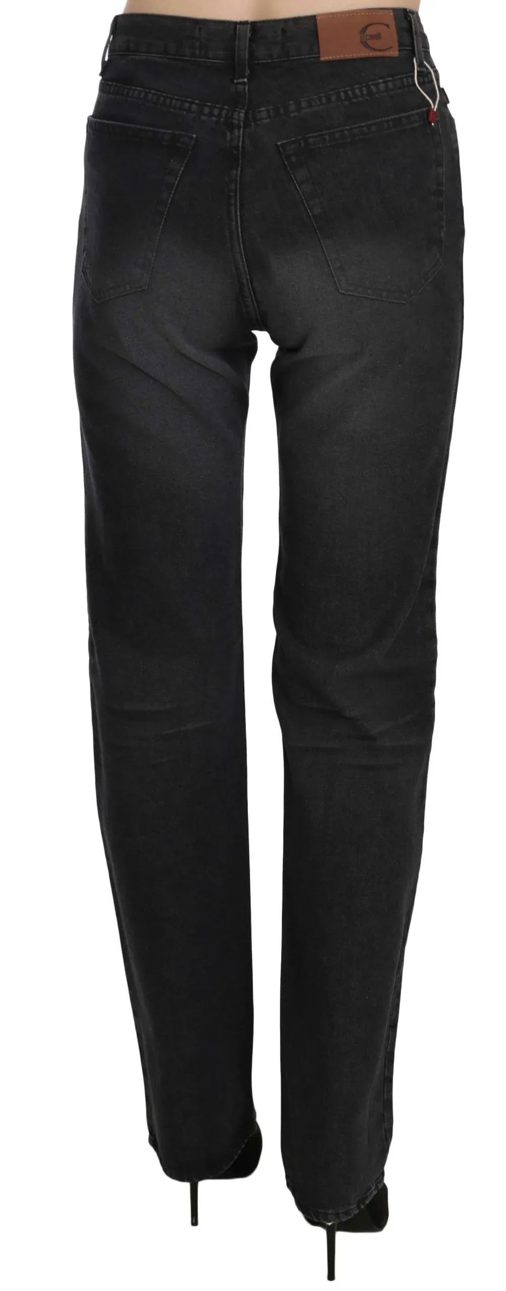 Just Cavalli Black Washed High Waist Straight Denim Pants Jeans - Zeiniez