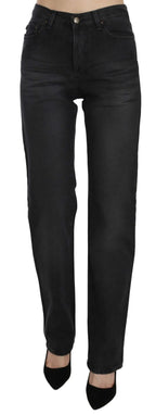 Just Cavalli Black Washed High Waist Straight Denim Pants Jeans - Zeiniez