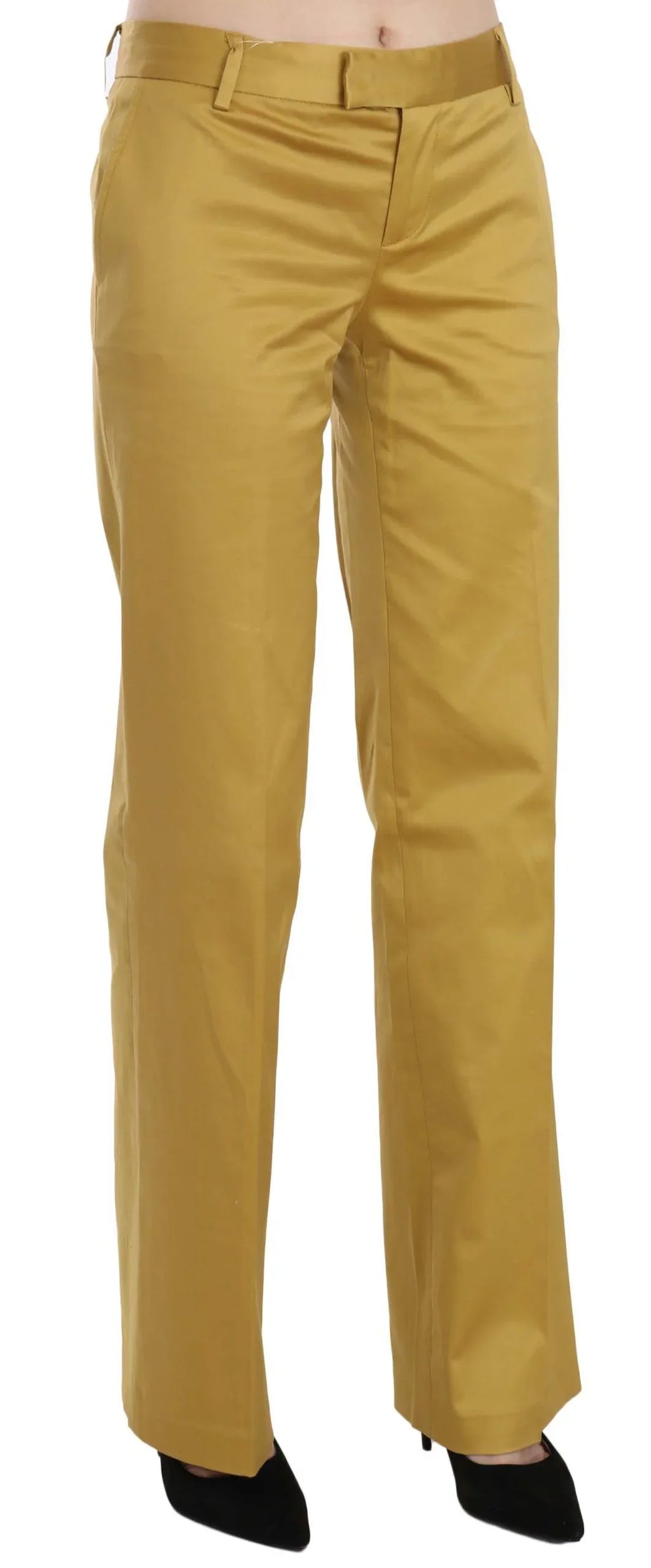 Just Cavalli Mustard Yellow Straight Formal Trousers Pants - Zeiniez