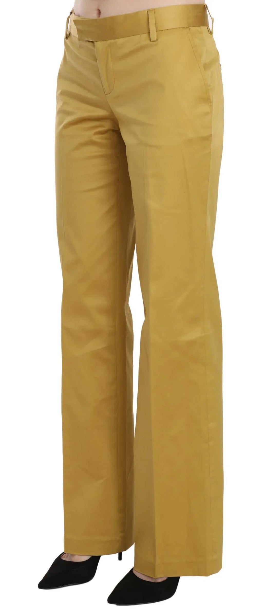 Just Cavalli Mustard Yellow Straight Formal Trousers Pants - Zeiniez