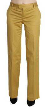 Just Cavalli Mustard Yellow Straight Formal Trousers Pants - Zeiniez