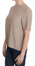 Dolce & Gabbana Beige Crew Neck Short Sleeve Blouse - Zeiniez