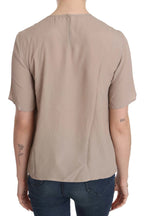 Dolce & Gabbana Beige Crew Neck Short Sleeve Blouse - Zeiniez