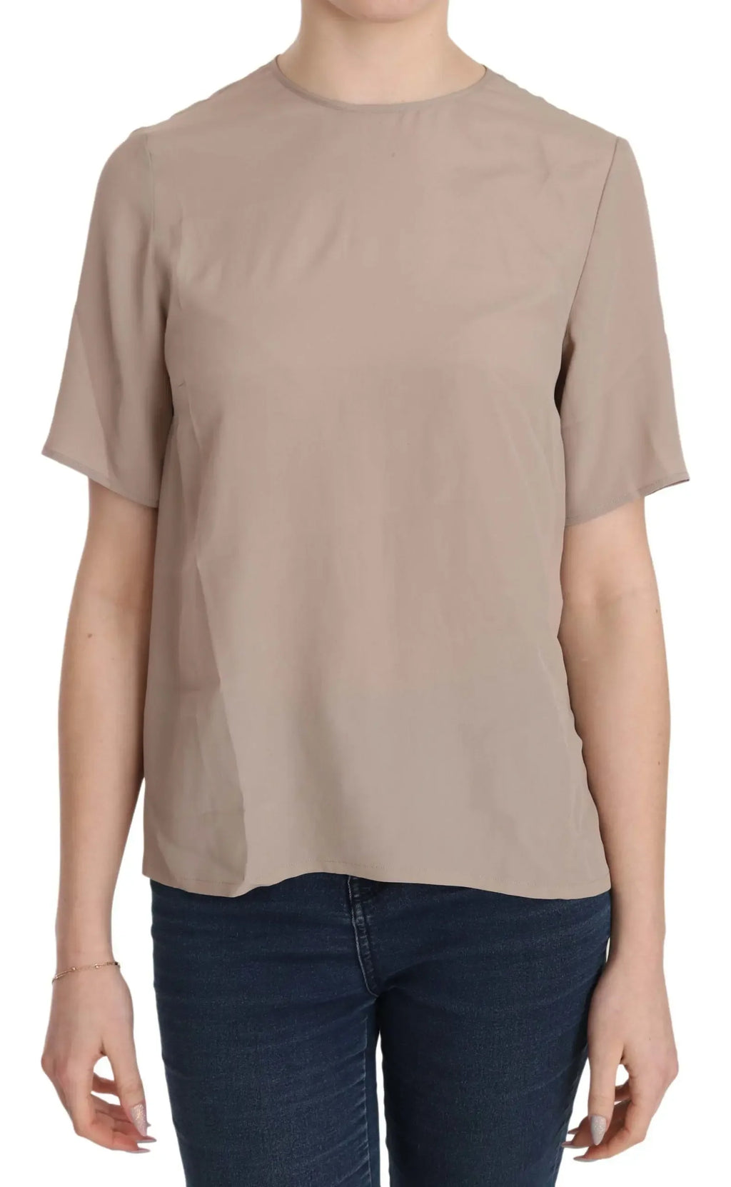 Dolce & Gabbana Beige Crew Neck Short Sleeve Blouse - Zeiniez