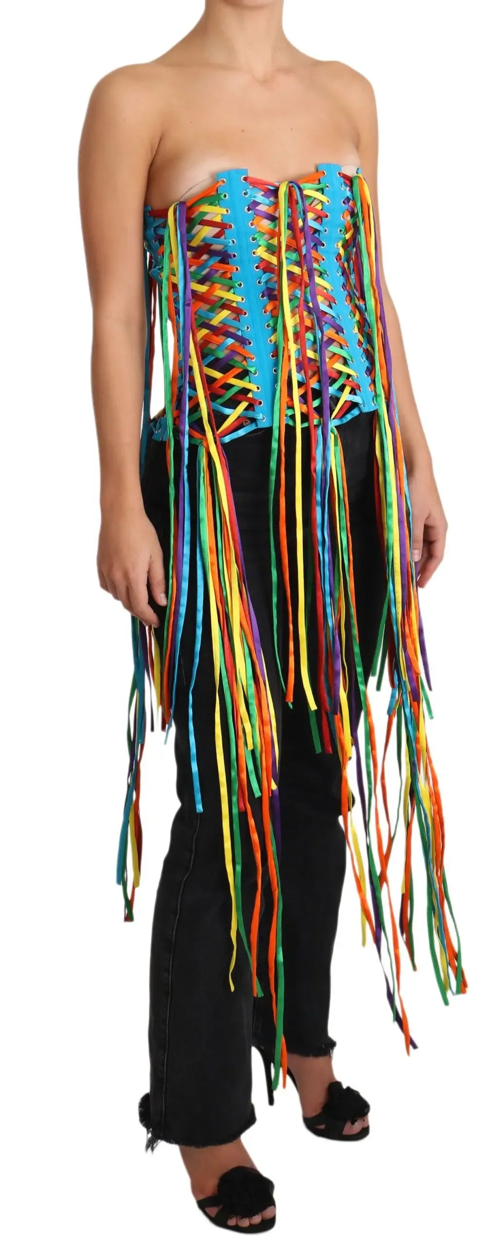 Dolce & Gabbana Multicolor Strings Bustier Polyester Corset Top - Zeiniez