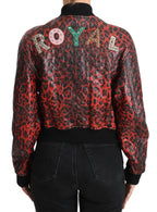 Dolce & Gabbana Red Leopard Button Crystal Leather Jacket - Zeiniez
