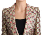 Dolce & Gabbana Gold Floral Sequined Blazer Coat Jacket - Zeiniez