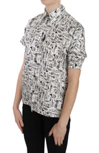 Dolce & Gabbana Trumpet Print Button Front Silk Top Blouse - Zeiniez