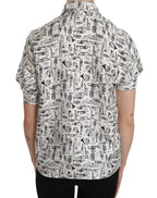 Dolce & Gabbana Trumpet Print Button Front Silk Top Blouse - Zeiniez