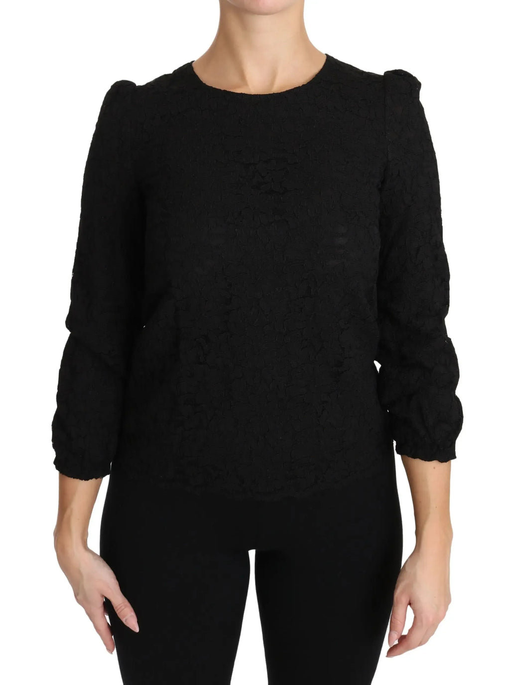 Dolce & Gabbana Black Floral Lace Zipper Top Blouse - Zeiniez