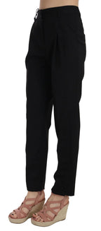 Dolce & Gabbana Black Button Pleated Tapered Trouser Pants - Zeiniez