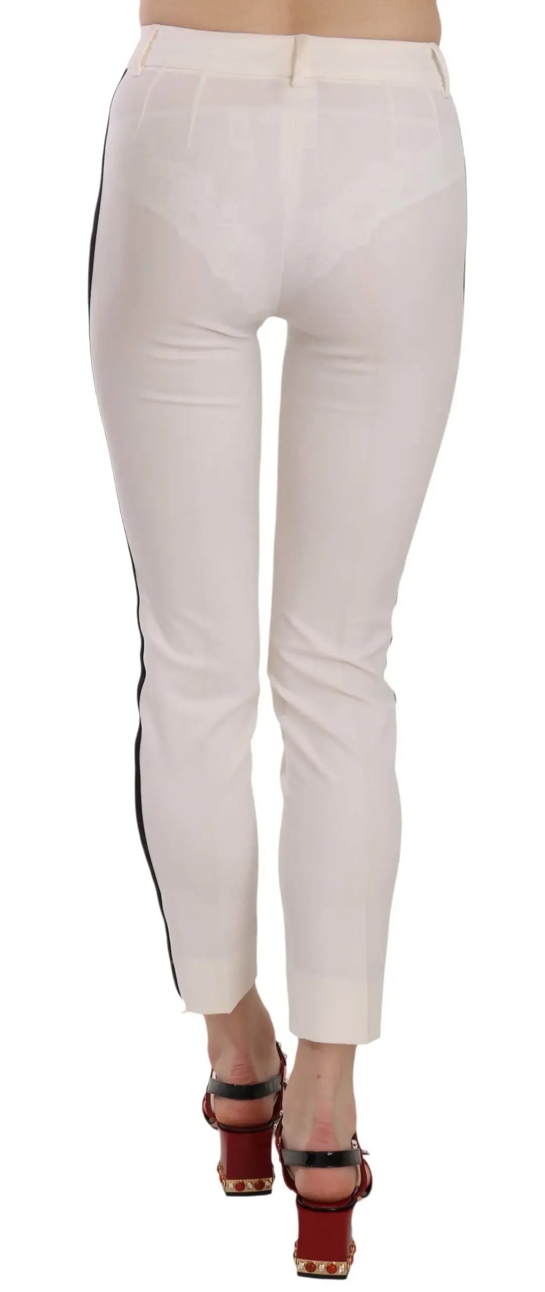 Dolce & Gabbana White Side Stripe Cropped Skinny Pants - Zeiniez